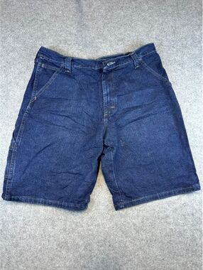Wrangler Denim Carpenter Shorts Men W34 Workwear Jorts Dark Wash Western Skate